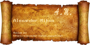 Alexander Miksa névjegykártya