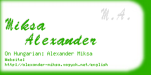 miksa alexander business card